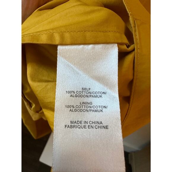 Tibi Cotton Peplum Top in Ochre Yellow, Size 2 - Picture 5 of 5